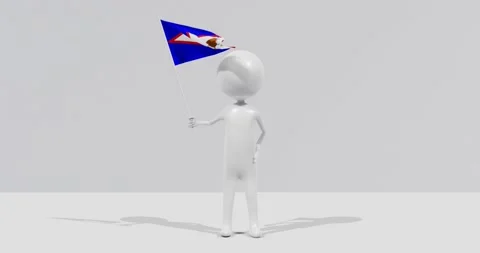 Flag of American Samoa. 3D Character holding and waving flag 4K UHD 60FPS Stock Footage 228563024