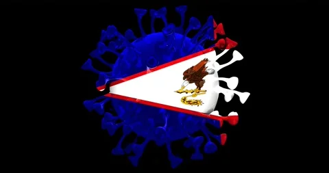 Flag of American Samoa on Seamless looping 3D animation of the Corona Virus Stock Footage 167323887