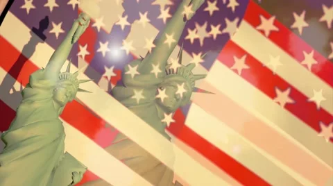 The flag of the American statue of liberty Video stock 40414480