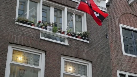 The flag of Amsterdam, the official flag Stock Footage 74162516
