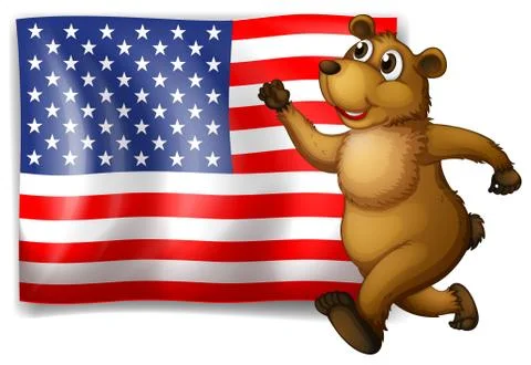 Flag and Bear Stock Illustration