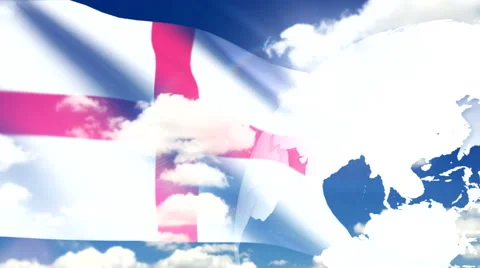 Flag and blue sky cloud 5 Stock Footage 61268026