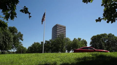 Flag and Building Stock Footage 65258864