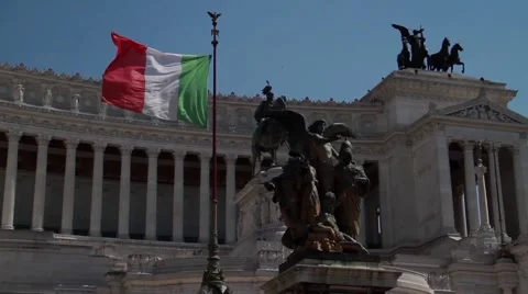 Flag and Capitol Building in Rome in Slow Motion Stock Footage 52933083