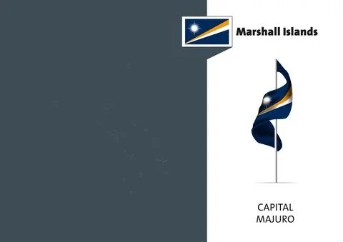 Flag and a dotted map of the Marshall Islands on white background. Stock Illustration