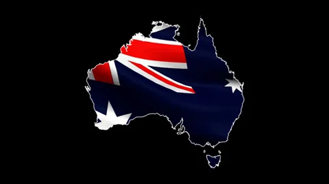 Flag and map of Australia looping background Stock Footage