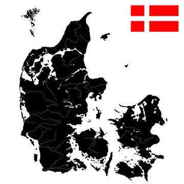 Flag and map of Denmark Stock Illustration