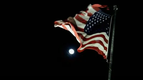 Flag and Moon 2 Video stock 20523141
