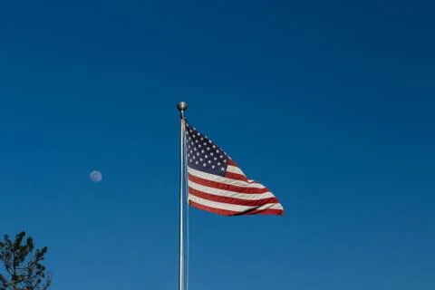 Flag and moon Stock Photos