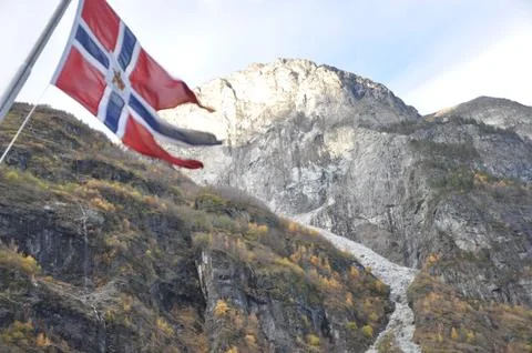 The flag and the mountains Stock Photos