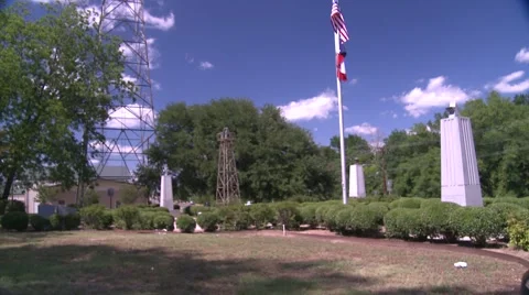 Flag and oil derreck Stock Footage 5503424