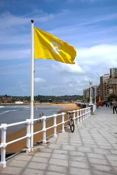 Flag and railing Foto stock