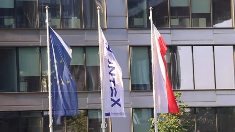 Flag and sign Frontex. Stock Footage 243438151