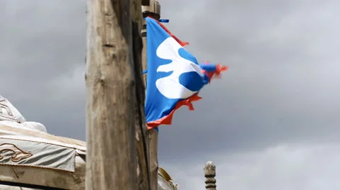Flag and a yurt in the Middle Ages Video stock 62466177