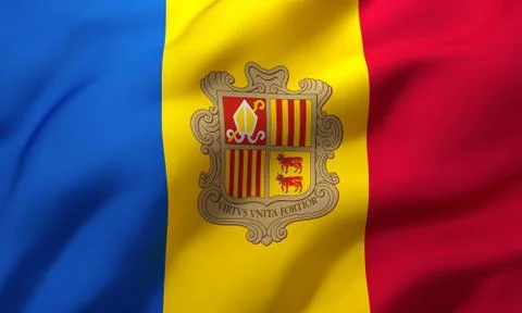 Flag of Andorra blowing in the wind Stock Illustration