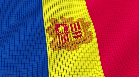 The flag of Andorra is developing waves. Looped. Full HD 1080. Stock Footage 55157406