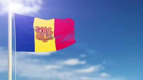 Flag of Andorra Stock Footage 1052906