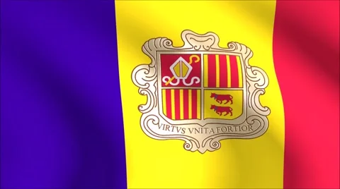 Flag of Andorra with gold embossed Stock Footage 65147937