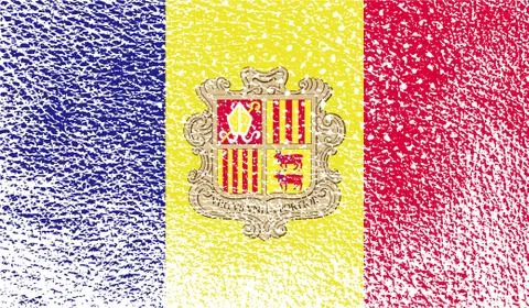 Flag of Andorra with old texture. Stock Photos