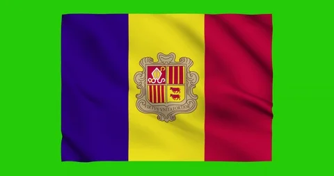 Flag of Andorra waving on a samless loop over an easily removable background 스톡 동영상 98370716