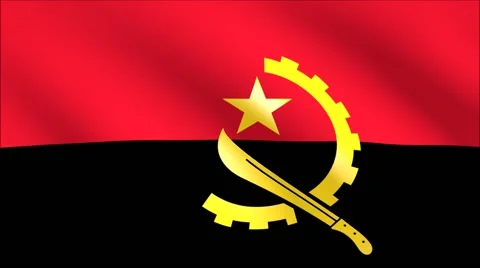 Flag of Angola with gold embossed Stock Footage 65147963