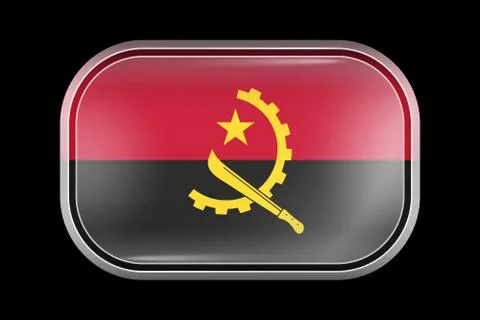 Flag of Angola. Matted Vector Icon. Vector Rectangular Shape Stock Illustration