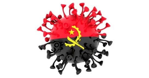 Flag of Angola on Seamless looping 3D animation of the covid-19 Corona Virus Stock Footage 166464118
