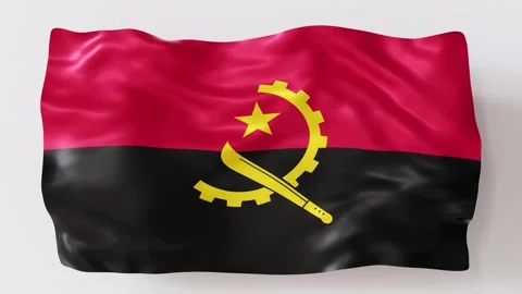 The flag of Angola is shown waving gently in a 3D format Stock Footage 333001414