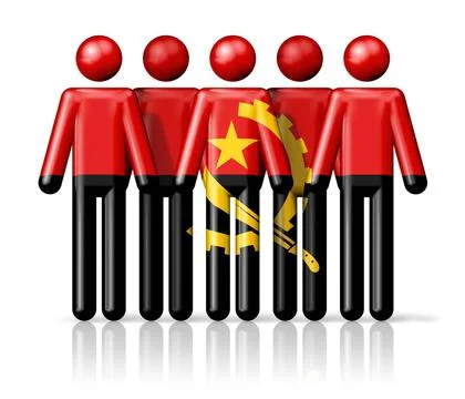 Flag of Angola on stick figure Flag of Angola on stick figure - national a... Stock Photos