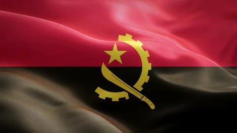Flag of Angola waving in the wind. 3D Waving flag design. Stock Illustration