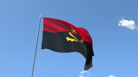 The flag of Angola Waving on the Wind. Stock Footage 40388390