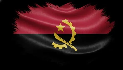 The flag of Angola waving in the wind Stock Illustration