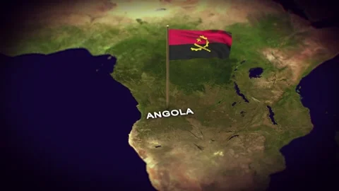 The Flag of Angola on the World Map, Angola map with flag 3d animation Stock Footage 289641102