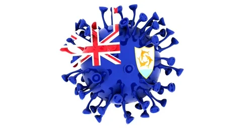 Flag of Anguilla on Seamless looping 3D animation of the covid-19 Corona Virus Stock Footage 166464121