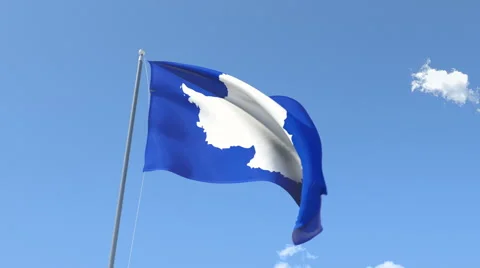 The flag of Antartica Waving on the Wind. Stock Footage 40415549