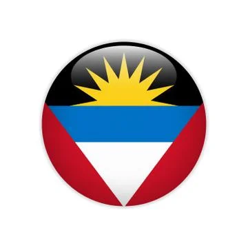 Flag Antigua and Barbuda button Stock Illustration
