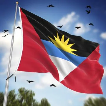 Flag of Antigua and Barbuda, This is a computer generated and 3d rendered image Illustrazione stock