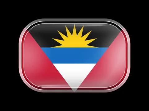 Flag of Antigua and Barbuda. Rectangular Shape with Rounded Corners Stock Illustration