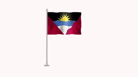 Flag of Antigua Barbuda , Pole flag of Antigua Barbuda on white screen, Ant.. Stock Footage 263974545