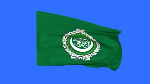 Flag of the Arab League on a green background. 3D animation. Stock Footage 304959937