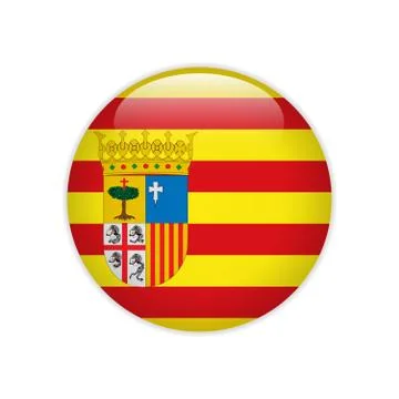 Flag Aragon button Illustrazione stock