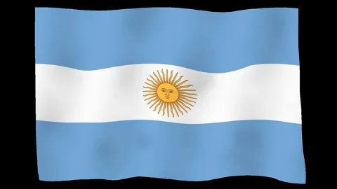 Flag of Argentina, 60 fps, slow motion, lopped, alpha channel Stock Footage 100589650