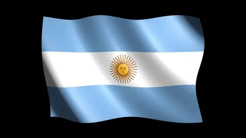 Flag of Argentina isolated on alpha channel, seamless looping Stock Footage 73256703