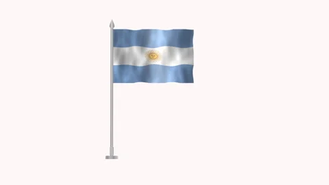 Flag of Argentina, Pole flag of Argentina on white screen, Argentina 3D Ani.. Stock Footage 263974752