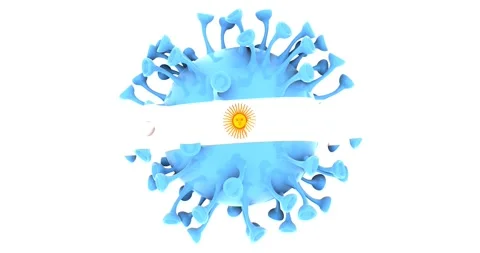 Flag of Argentina on Seamless looping 3D animation of the covid-19 Corona Virus Stock Footage 166464169