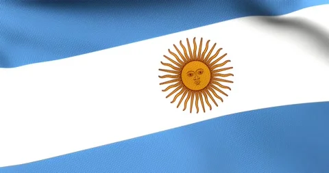 Flag of Argentina Waving 3D Animation Close up, 4K UHD 60 FPS Stock Footage 160423018