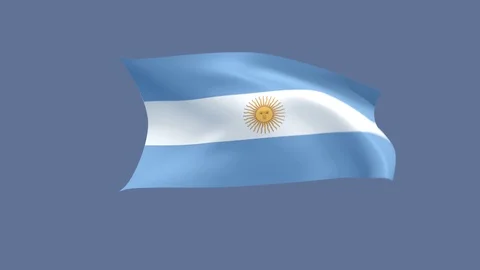 Flag of Argentina waving in the wind, loopable and with alpha channel embedded Stock Footage 104986657