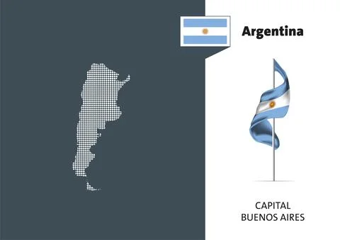Flag of Argentina on white background. Dotted map of Argentina Stock-Illustration
