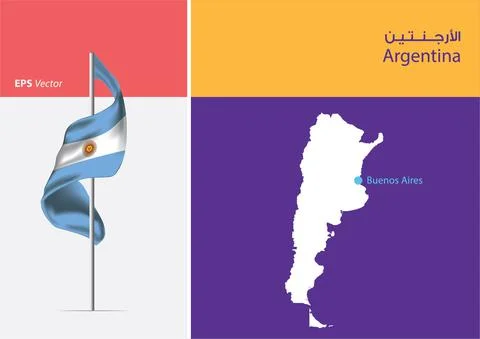 Flag of Argentina on white background with Map Stock-Illustration