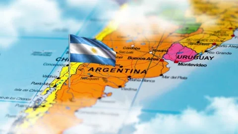 The Flag of Argentina in the World Map Stock Footage 213031718